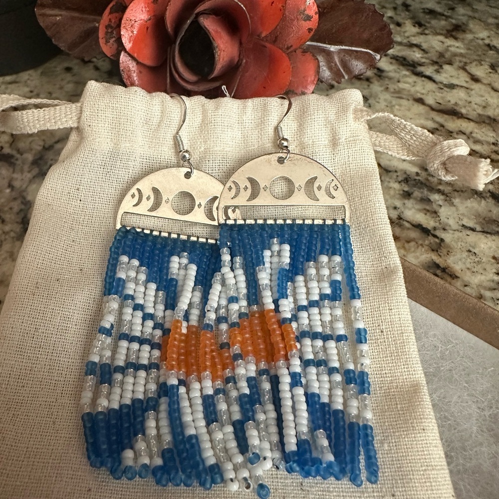 Handcrafted Beaded Earrings with Silver Accents